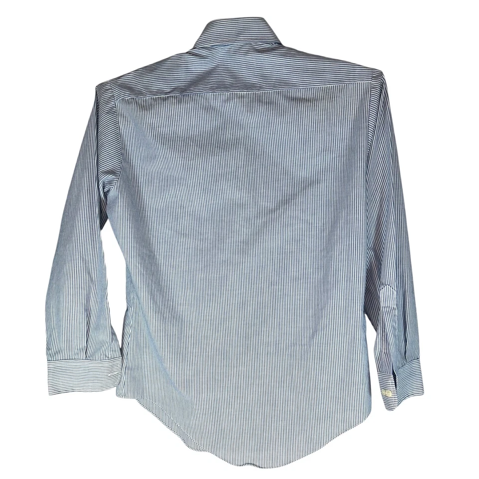 Camisa de vestir vintage Sears Perma Prest a rayas con botones para hombre 15 32/33 Foto 3 de 4