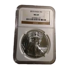 2015 $1 American Silver Eagle, 1oz .999, Slab, NGC MS69