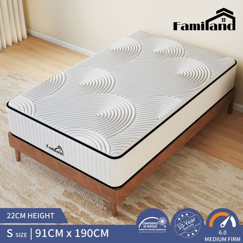 Familand Mattress Queen Double King Single Bed Euro Top Pocket Spring Foam 22cm - Picture 44 of 65