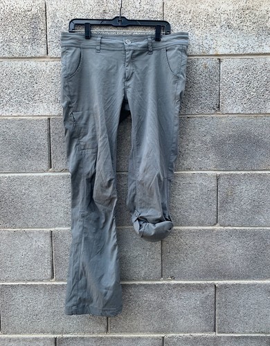 Prana Halle graue Damenhose Größe 10 Roll-Up Wandern Outdoor Stretch Kordelzug - Bild 2 von 14