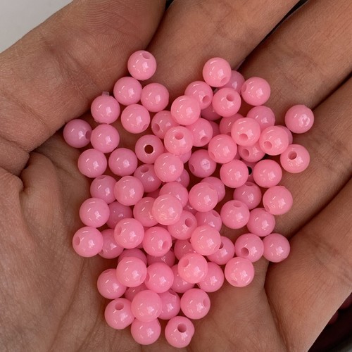 Cuentas rosas 100X redondas cal acrílico 6 mm hágalo usted mismo fabricación de joyas abalorios suministros artesanales - Imagen 3 de 5