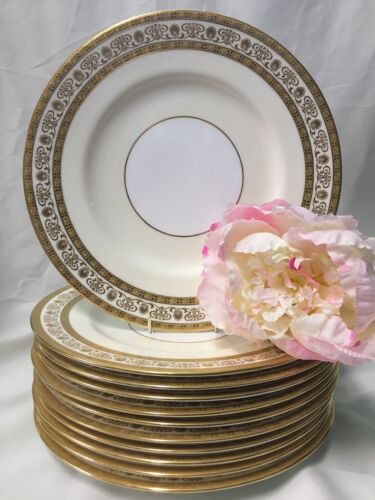 (11) Minton for Tiffany & Co Gold Encrusted 10.625 Inch DINNER PLATE #H4105 - Picture 7 of 12