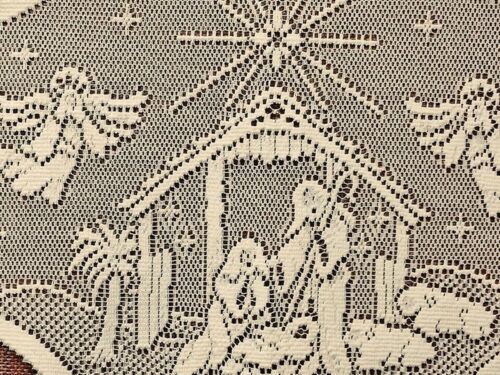 Ivory Nativity Scene 14" x 54" Lace Table Runner or Place Mat Livingroom - Picture 5 of 10