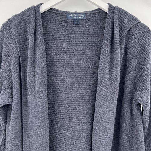 Barefoot Dreams Cardigan Gray CozyChic Ultra Lite Hooded Sweater Size Medium - Bild 3 von 9