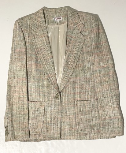 Orvis Womens 100 % Silk Tweed Blazer 8 Neutral Minimalist Lined Made in USA Vtg - Picture 3 of 14