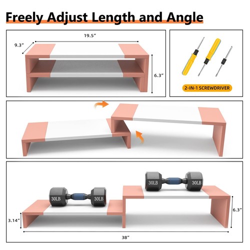 Dual Monitor Stand - Monitor Stand Riser - 2 Shelf Computer Monitor Stand wit... - 第 7/7 張圖片