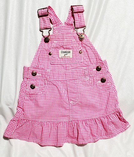 VINTAGE- OshKosh B'gosh Girl- Vestbak, Overall Gingham, Jumper Dress- 12Months