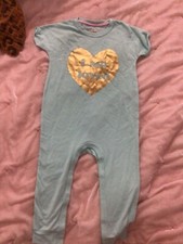 Cat  Jack Romper One Piece Mint green blue gold heart  i am loved  nwot size 18