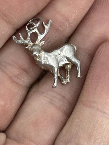 VINTAGE silver deer charm animal - Imagen 8 de 8
