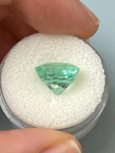 5.38 Carat 11.5x10MM Seafoam Green Natural Loose Colombian Emerald-Cushion Cut - Picture 6 of 10