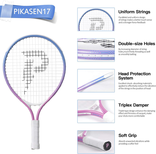 17"-25" Kids Tennis Racket Best Starter Kit for Kids Age 4 and under with Should - Picture 4 of 12