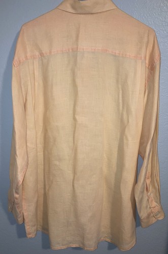 Tommy Bahama Relax weiches orangefarbenes Langarmhemd aus 100 % Leinen mit Knopfleiste XL - Bild 7 von 7