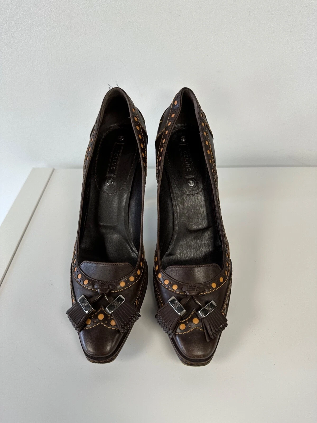 Scarpe da donna marroni in pelle Celine taglia 39 5 US 9