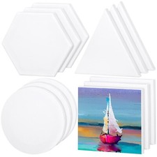 Aodaer 12 Pieces Stretched Canvas Blank Painting Canvas 8 Inch Panel Artist W...