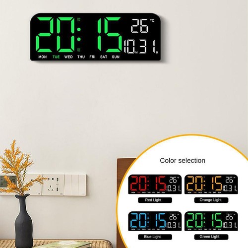 LED Digital Wall Clock Wall Time Temperature Humidity Electronic Display F7Z3 - Picture 7 of 14