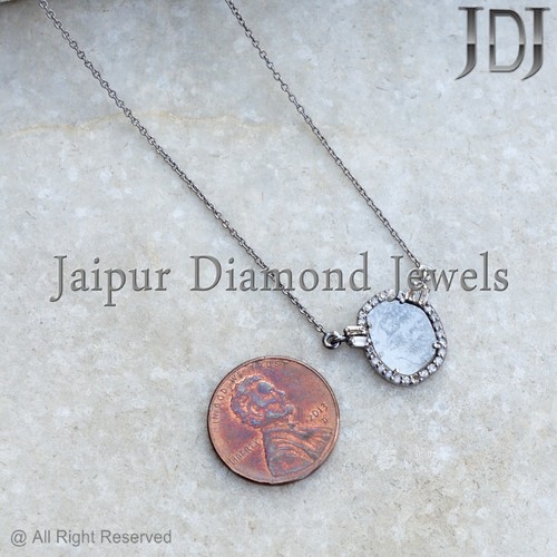 925 Sterling Silver Polki Diamond Pendant Necklace Fine Jewelry MOTHERS DAY GIFT - Picture 3 of 5
