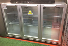 HUSKY Back Bar Bottle Cooler 3 Hinged Doors Triple Display Fridge 350 Ltr