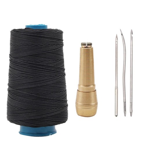 Canvas Leather Tent Sewing Awl Stitcher DIY Repair Tool Needles Kit Spools Twine - Picture 14 of 15