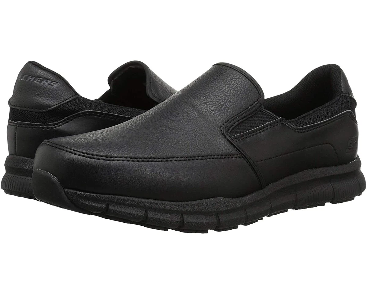 Skechers NAMPA GROTON Mens Black 77157W BLK Slip Resistant WIDE Slip On Shoes