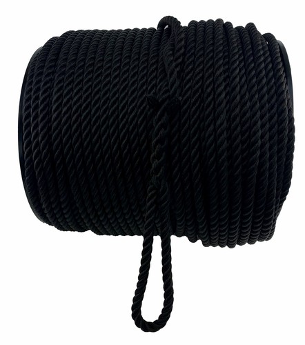 10mm Black 3st Nylon Rope Anchor Rope Reel With 12 Inch Soft Eye - Select Length - Picture 3 of 6