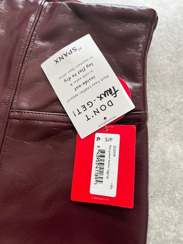 Leggings SPANX ecopelle vernice lucida liquida vita alta 20301 rubino nuovi S - Foto 13 di 19