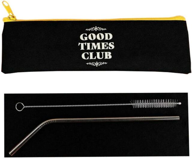 Good Times Club' Reusable Straw in bag with cleaning brush NEW/SEALED Good Times Club' Reusable Straw in bag with cleaning brush NEW/SEALED