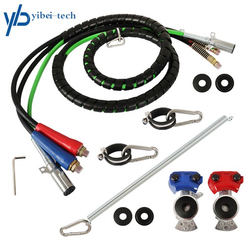 12FT 3-in-1 Wrap Set Air Line Hose Assemblies Fit For Semi Truck Tractor Trailer - Picture 1 of 14