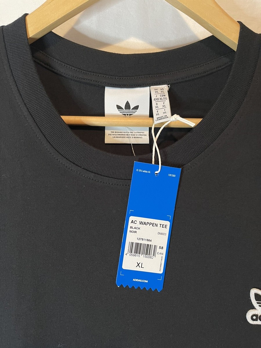 Adidas AC WAPPEN TEE T Shirt Men s Athletic Sports DN8023 Black Noir Size XL New