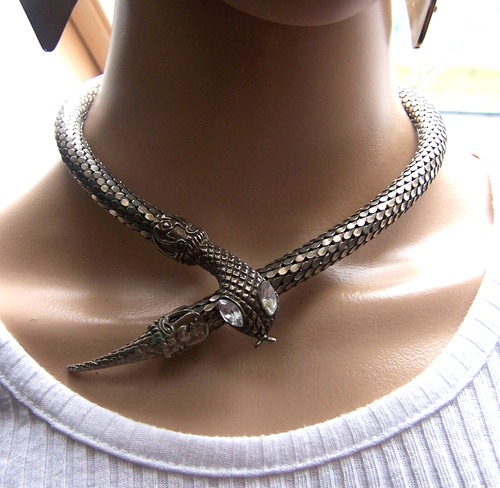 Halskette Halsreif Collier Motiv Schlange silberfarben L=49 cm Retro Cool Toll