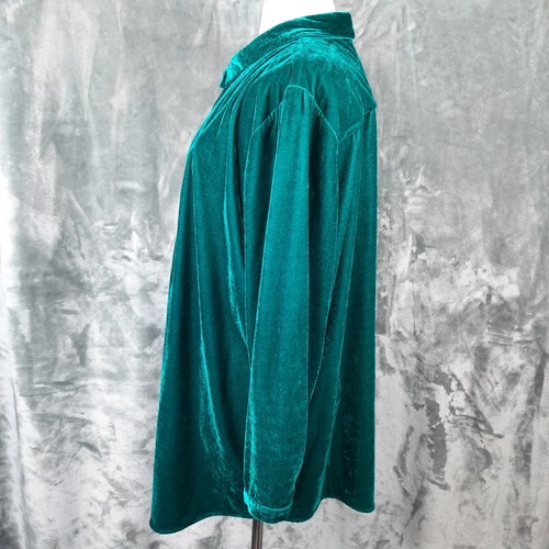 Woman Within Samt Tunika Top Damen Größe 4X türkisgrün Knopfleiste Boho Karriere - Bild 6 von 16