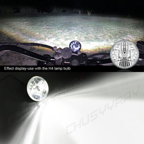 7Inch LED GLASS Headlight Round, ORIGINAL CLASSIC LOOK Conversion Chrome PAIR - Foto 4 di 11