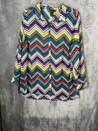 Lane Bryant Women’s Striped Button Down Blouse  Shirt Size 22/24 multicolor - Picture 3 of 6