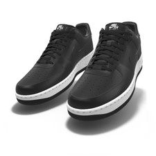 195 NIB NEW Mens Nike Air Force 1 Black Leather Custom Low Top Athletic Shoes