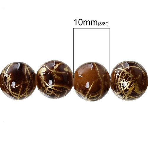 1 Strand Round Glass Loose Beads - Blue & Brown Crackle Glass 10mm Approx. 84pcs - Picture 2 of 3