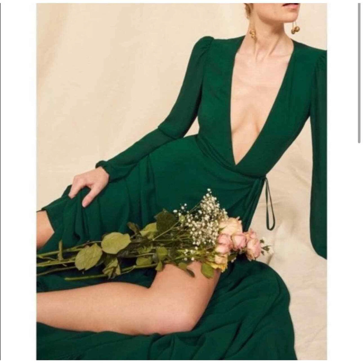 Reformation green sales wrap dress
