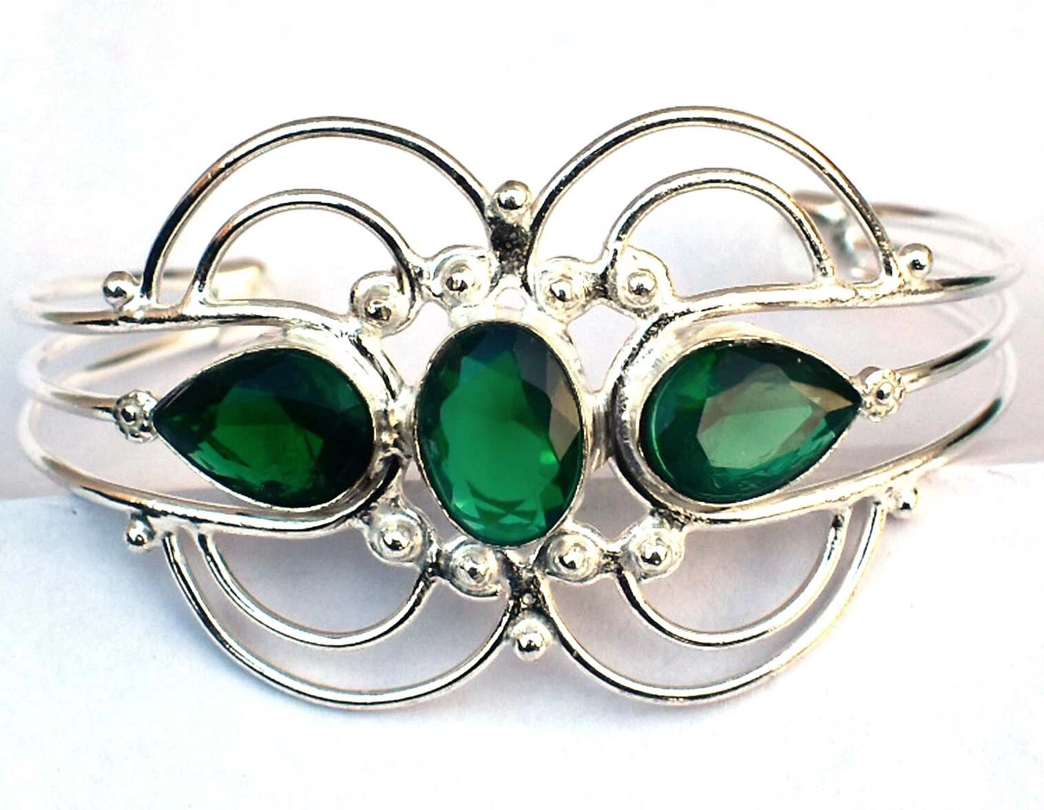 VALENTINO Bracciale regolabile gioielli argento sterling 925 pietra preziosa diopside cromato