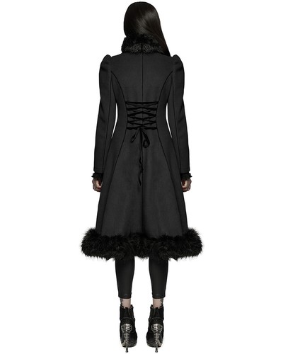 Punk Rave Womens Gothic Lace Applique Velvet Maxi Coat - Picture 5 of 13