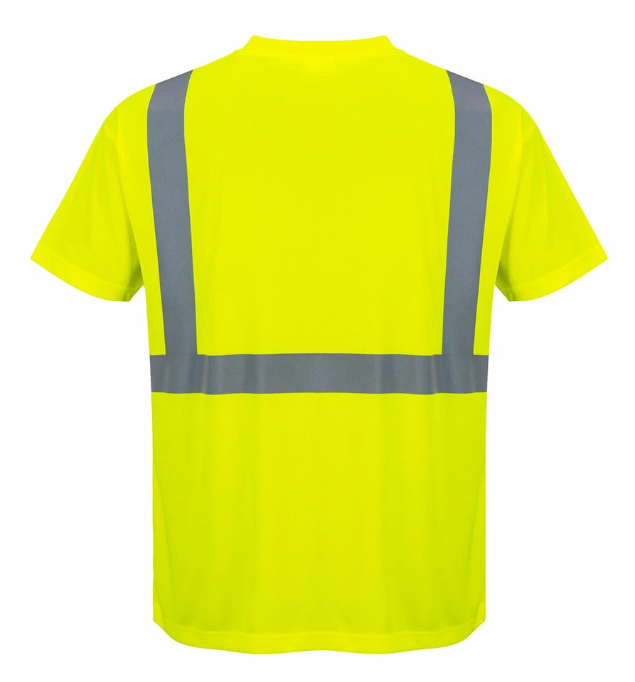 Portwest S190 Hi-Vis Reflective Safety Crew Neck T-Shirt with Chest Pocket ANSI - Image 2 of 4