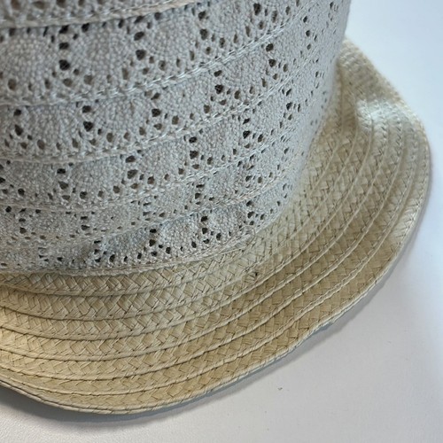 August Hat Company Ivory & Tan Crochet Straw Hat, NWT! - Picture 2 of 5