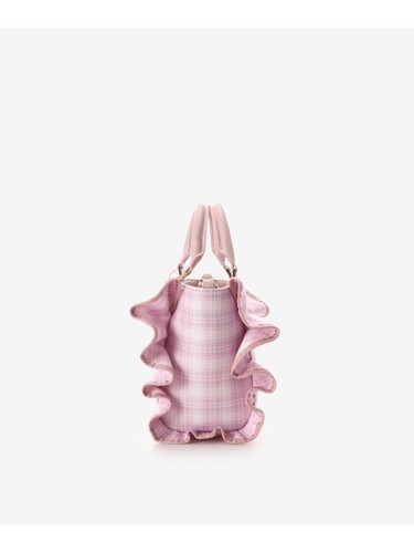 Samantha Vega Check Ribbon Frill 2 Way Handbag Shoulder Pink New - Picture 4 of 7