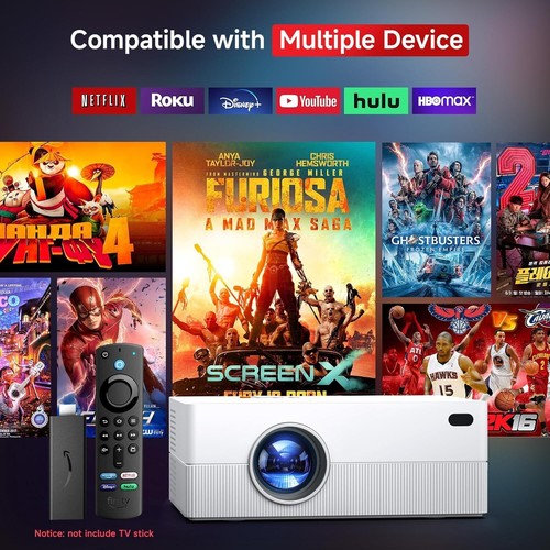 Mini Projector WiFi & Bluetooth, Native 1080P Portable Projector 15000 Lumens - Picture 2 of 7