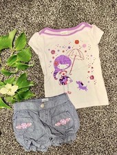 Baby Girl Gymboree outlet 2 Piece Shorts Shirt purple girl dog outfit 18-24 Mo