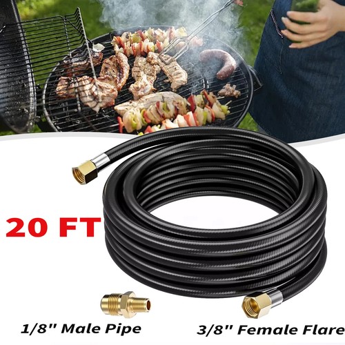 20FT Propane Hose RV Fire Assembly w/ Both 3/8" Female Flare for Gas Grill BBQ
