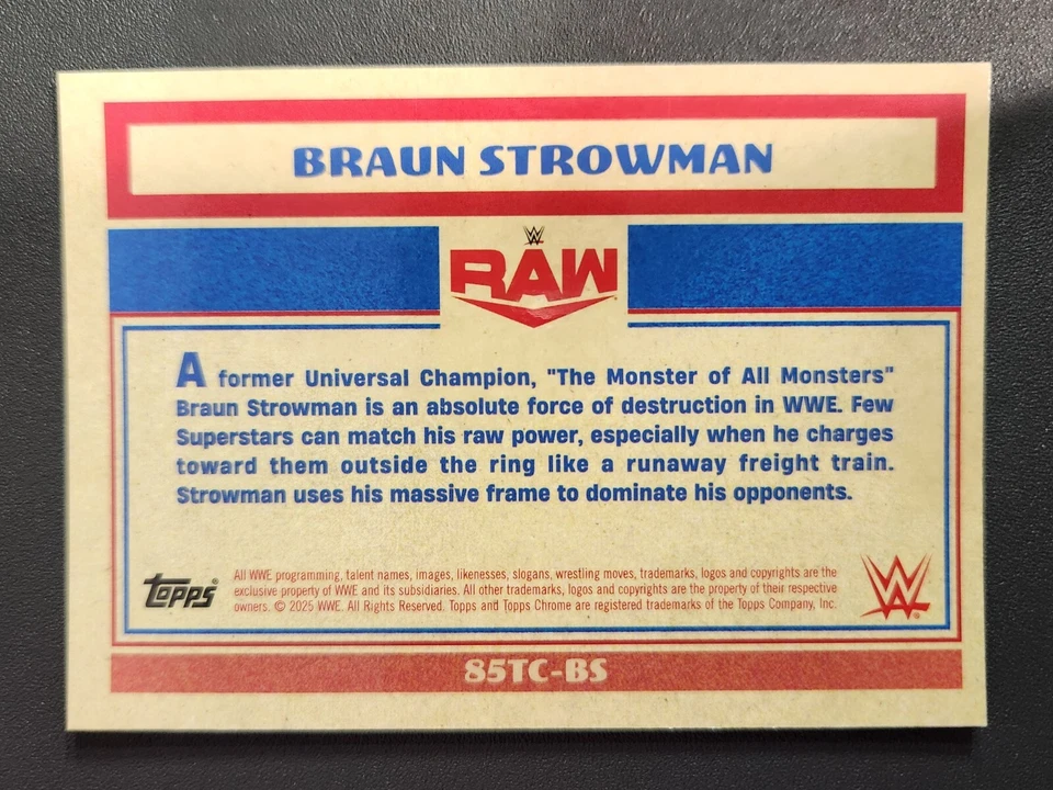 2025 Topps Chrome WWE 1985 INSERT #85TC-BS BRAUN STROWMAN - Image 2 of 2