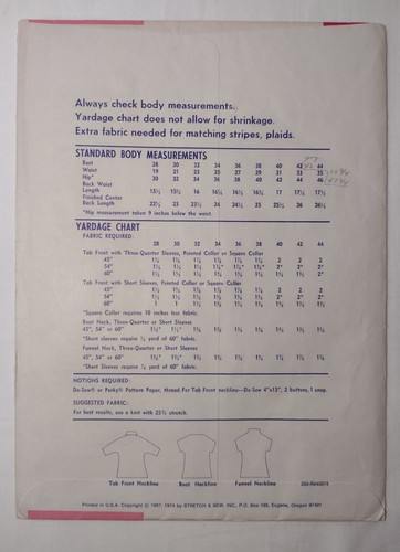 Vintage Stretch & Sew Pattern UNCUT Women's Tops Multiple Sizes - Picture 5 of 5