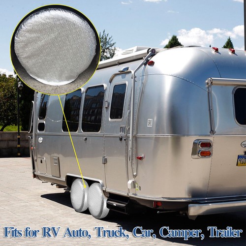 Tire Covers Set Of 4 Wheel RV Truck Trailer Camper Car 28" Sun/Snow Protector - Picture 8 of 8