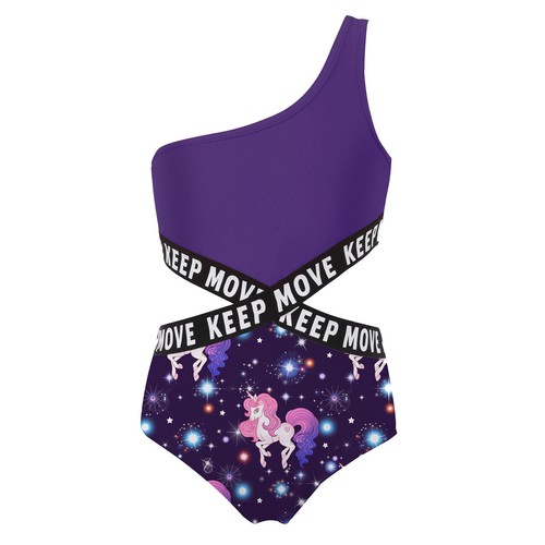 Girls One-Piece Leotard Bodysuit Park Swimsuit Water Diving Printing Surfing - Picture 93 of 99