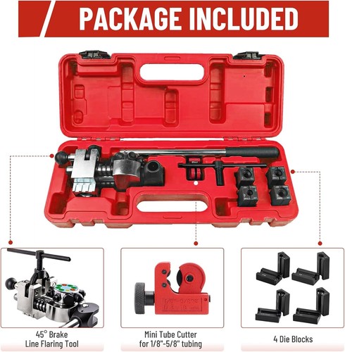 Brake Tube Pipe 4xDies Fuel Lines 3/16"1/4" 3/8" 5/16" Professional Flaring Tool - Picture 8 of 13