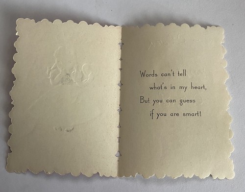 "Tarjeta pequeña vintage del Día de Valnetine ""Word's can't tell what's in my heart" - Imagen 2 de 2