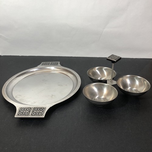 International Silver Co. Stainless Steel Tri-Bowl Condiment Holder & Tray 1950s - Picture 14 of 14